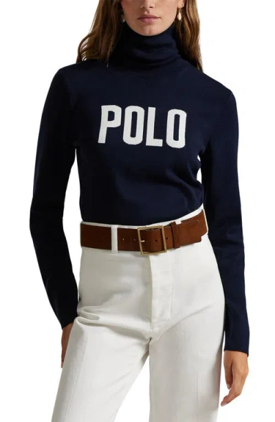 Polo Ralph Lauren Logo Turtleneck Sweater In Brown