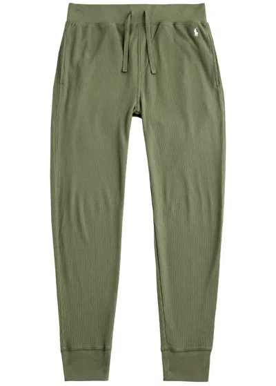 Polo Ralph Lauren Logo Waffle-knit Pyjama Trousers In Khaki