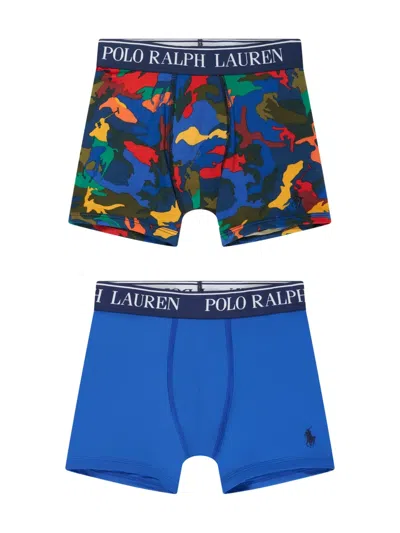 Polo Ralph Lauren Kids' Logo-waistband Boxer Shorts In Blue