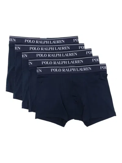 Polo Ralph Lauren Logo-waistband Boxers (pack Of Five) In Blue