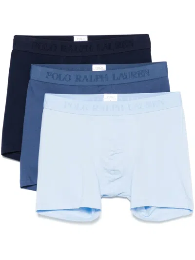 Polo Ralph Lauren Logo-waistband Boxers (pack Of Three) In Blue