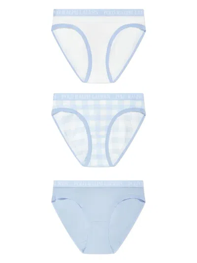 Polo Ralph Lauren Logo-waistband Briefs (pack Of Three) In 蓝色