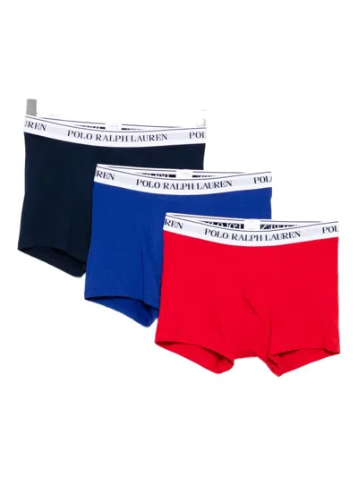 Polo Ralph Lauren Logo-waistband Briefs (set Of Three) In Blue