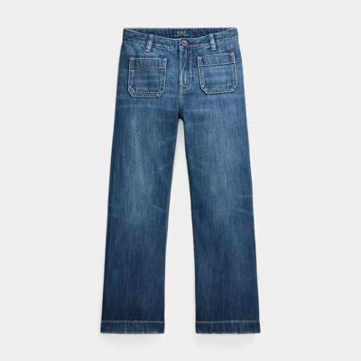 Polo Ralph Lauren Kids' Logo Wide-leg Jean In Juni Wash