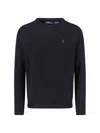 Polo Ralph Lauren Logo Embroidered Crewneck Jumper In Black