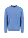 Polo Ralph Lauren Tailored Round Neck Sweater With Subtle Logo Detail In Blue