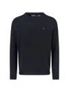 Polo Ralph Lauren Logo Embroidered Crewneck Jumper In Blue