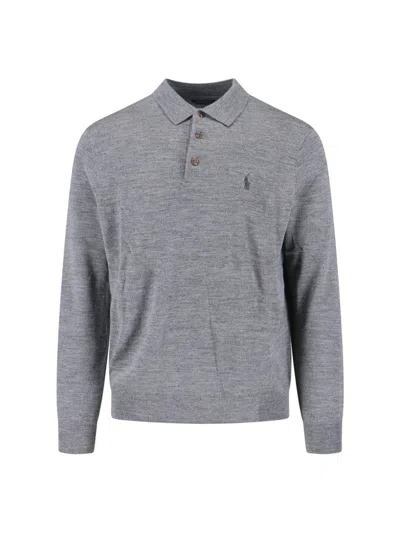 Polo Ralph Lauren Logo Wool Sweater In Gray