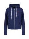 Polo Ralph Lauren Textured Cable Knit Cotton Sweatshirt With Zip Fastening In Blue