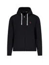 Polo Ralph Lauren Full Zip Hoodie With Ribbed Side Panels In Black