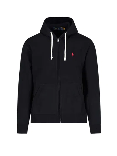Polo Ralph Lauren Logo Zip Hoodie In Black