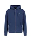Polo Ralph Lauren Logo-embroidered Zip-up Drawstring Hoodie In Blue