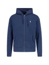 Polo Ralph Lauren Logo-embroidered Zip-up Drawstring Hoodie In Blue