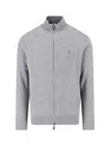 Polo Ralph Lauren High Collar Zip-up Polo Sweater With Ribbed Finishes In Gray