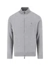 Polo Ralph Lauren High Collar Zip-up Polo Sweater With Ribbed Finishes In Gray