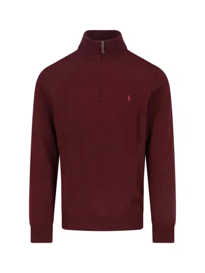 Polo Ralph Lauren Logo Zip Jumper In Red