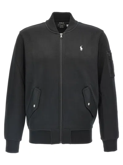 Polo Ralph Lauren Logo Zip Sweatshirt In Black