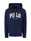 Polo Ralph Lauren Navy Blue Zip-up Hoodie With Iconic Logo Detail In Blue