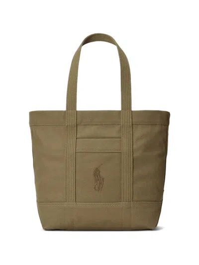 Polo Ralph Lauren Logo-appliqué Tote Bag In Green
