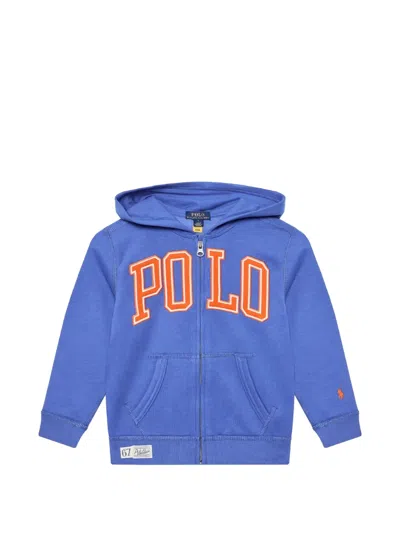Polo Ralph Lauren Kids' Logo-appliqué Zip-up Hoodie In Black