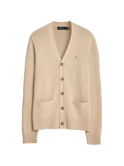 Polo Ralph Lauren Logo-detail Cardigan In Brown