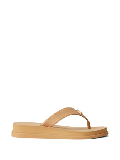 Polo Ralph Lauren Logo-detail Flat Sandals In Neutral
