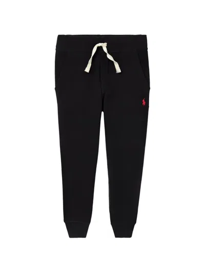 Polo Ralph Lauren Kids' Logo-detail Fleece Cotton Track Pants In Black