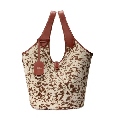 Polo Ralph Lauren Logo-detail Leather Tote Bag In Brown