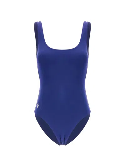 Polo Ralph Lauren Logo-detail Swimsuit In Blue