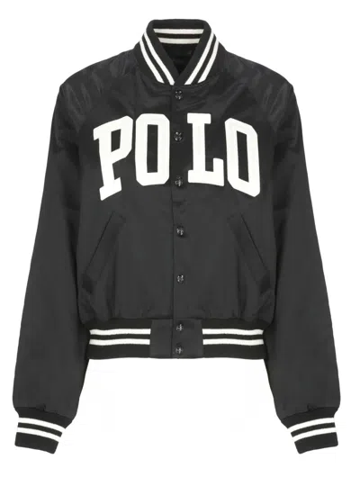 Polo Ralph Lauren Logoed Bomber Jacket In Black