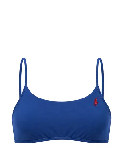 Polo Ralph Lauren Logo-embroidered Bikini Top In Blue
