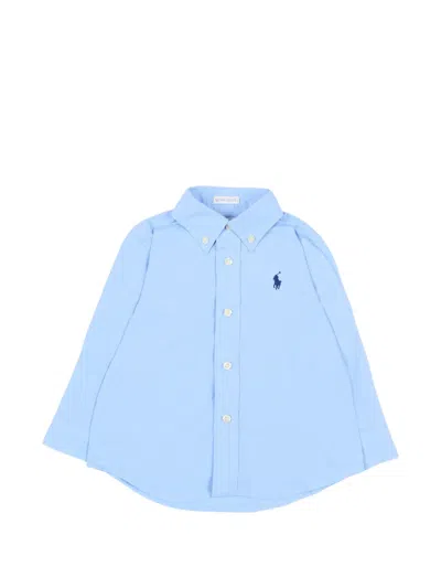 Polo Ralph Lauren Babies' Logo-embroidered Button-down Shirt In Blue