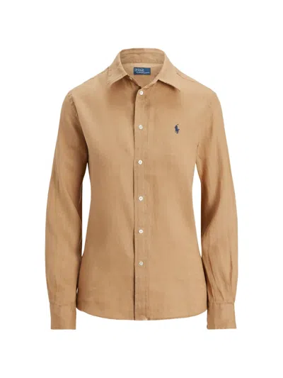 Polo Ralph Lauren Logo-embroidered Button-down Shirt In Brown