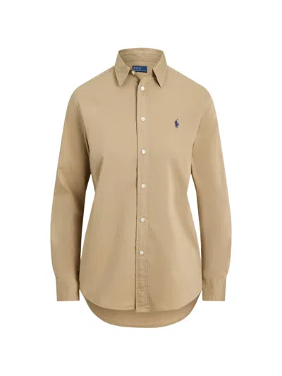 Polo Ralph Lauren Logo-embroidered Button-down Shirt In Brown