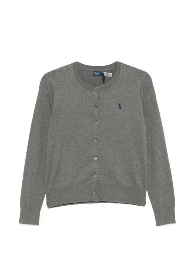 Polo Ralph Lauren Logo-embroidered Button-front Cardigan In Gray