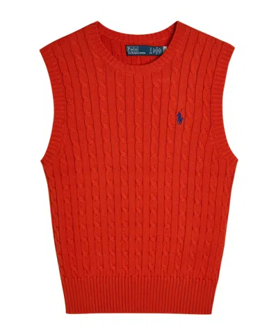 Polo Ralph Lauren Logo-embroidered Cable-knit Cotton Vest In Red