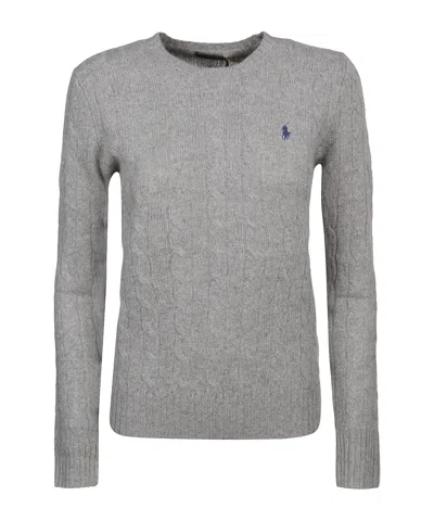 Polo Ralph Lauren Logo-embroidered Cable-knit Jumper In Gray