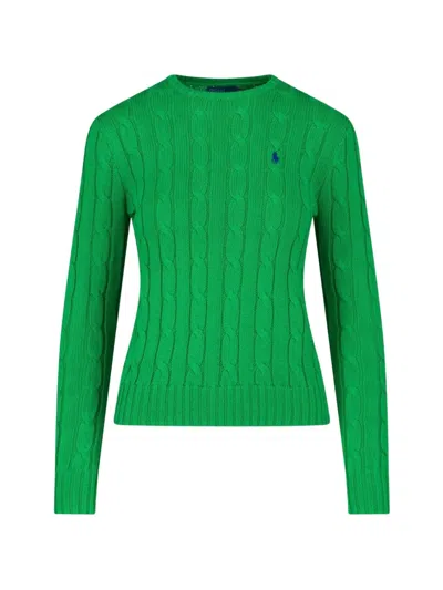Polo Ralph Lauren Logo-embroidered Cable-knit Sweater In Green