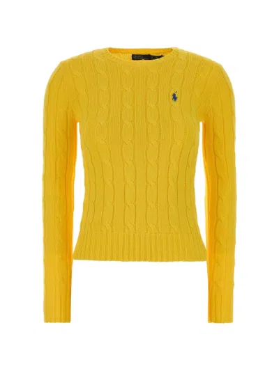 Polo Ralph Lauren Logo-embroidered Cable-knit Sweater In Yellow