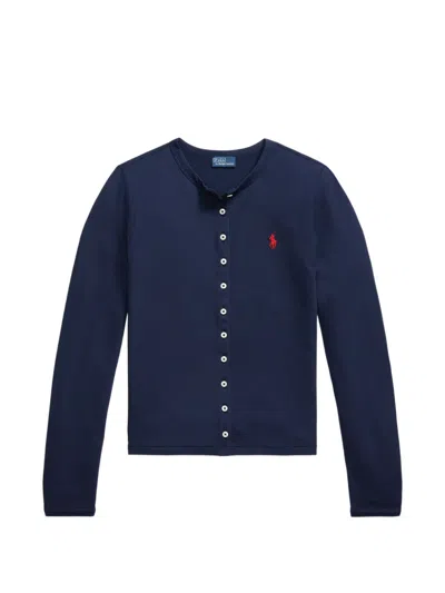 Polo Ralph Lauren Logo-embroidered Cardigan In Blue