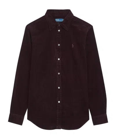Polo Ralph Lauren Logo-embroidered Corduroy Shirt In Burgundy