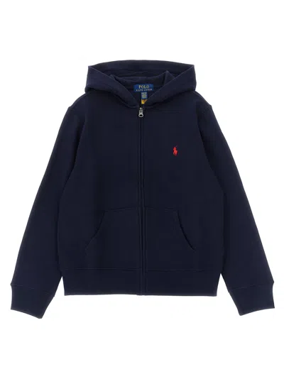 Polo Ralph Lauren Logo-embroidered Cotton Hoodie In Blue