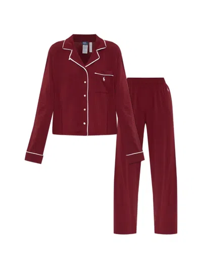 Polo Ralph Lauren Logo-embroidered Cotton Pyjamas Set In Red