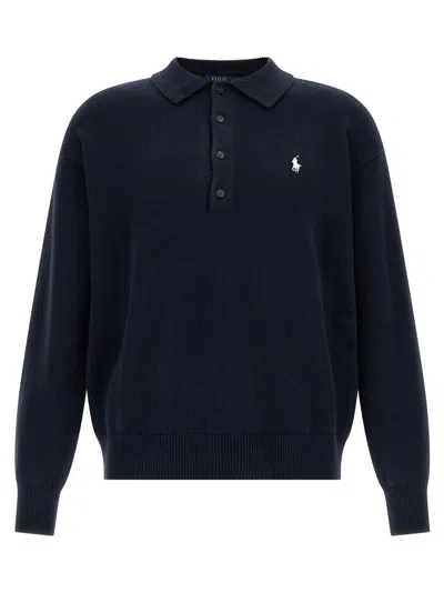 Polo Ralph Lauren Logo-embroidered Cotton Sweater In Navy