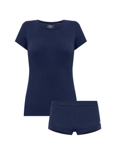 Polo Ralph Lauren Logo-embroidered Cotton Two-piece Pyjama Set In Blue