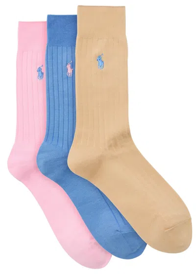 Polo Ralph Lauren Logo-embroidered Cotton-blend Socks In Multi