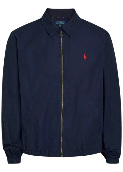 Polo Ralph Lauren Logo-embroidered Cotton-poplin Jacket In Blue