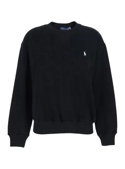 Polo Ralph Lauren Logo-embroidered Crewneck Sweatshirt In Black