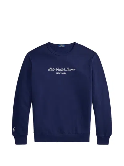Polo Ralph Lauren Logo Fleece Sweatshirt In Newport Navy In Blue