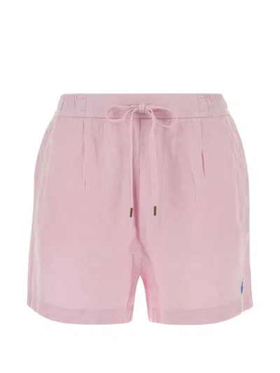 Polo Ralph Lauren Linen Bermuda Shorts Side And Back Pockets In Pink